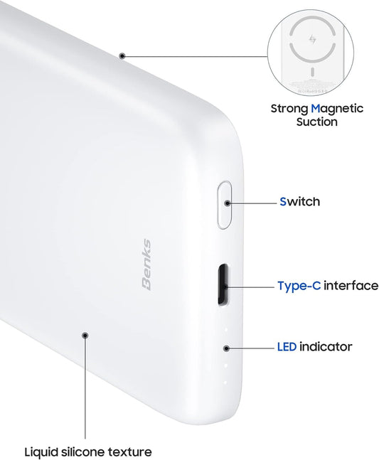 📱BENKS Batería magnética inalámbrica Compatible con Magsafe
